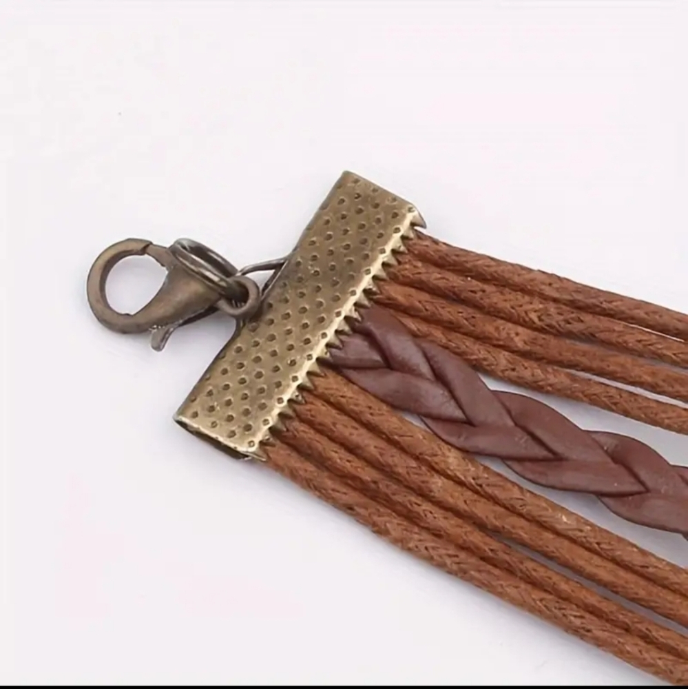 Handmade Vintage Leather Tree Of Life Antique Bronze Unisex BELIEVE Bracelet. - Picture 4 of 6